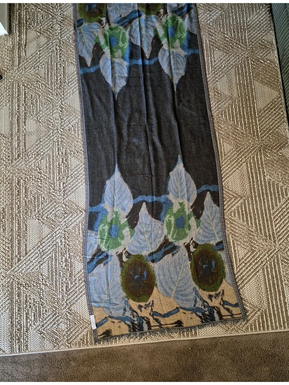 Rare VTG The Met Louis Comfort Tiffany Magnolias Wool Silk Jacquard Shawl Scarf